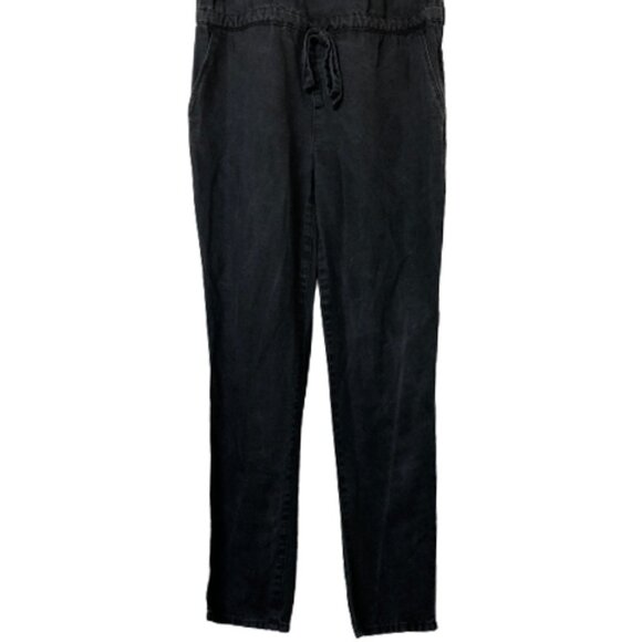 PAIGE Suki Black Pearl Lyocell Denim Relaxed Tapered Leg Jumpsuit - Picture 6 of 16